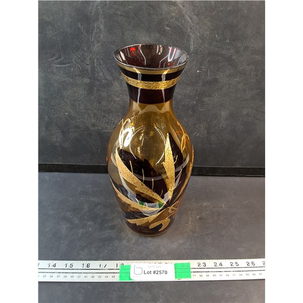12" Amber Glass Vase