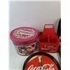 Image 2 : Vintage Coca Cola Trays, Bottle Crate, Tin Box with Lid 8" x 10"