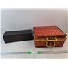 Image 1 : Wicker Storage Case, Wooden Storage Box 14" x 4" x 4"