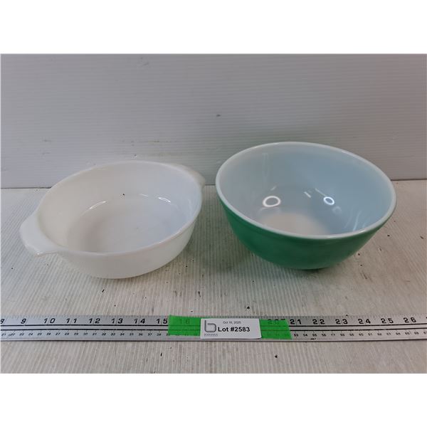 PYREX 9" Bowl, Anchor Hocking Milk Glass Baking Dish