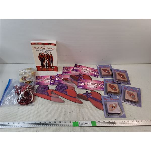 The Red Hat Society Book, Novelty Magnets, Tape Measures, Jewelry, Shirt Pins