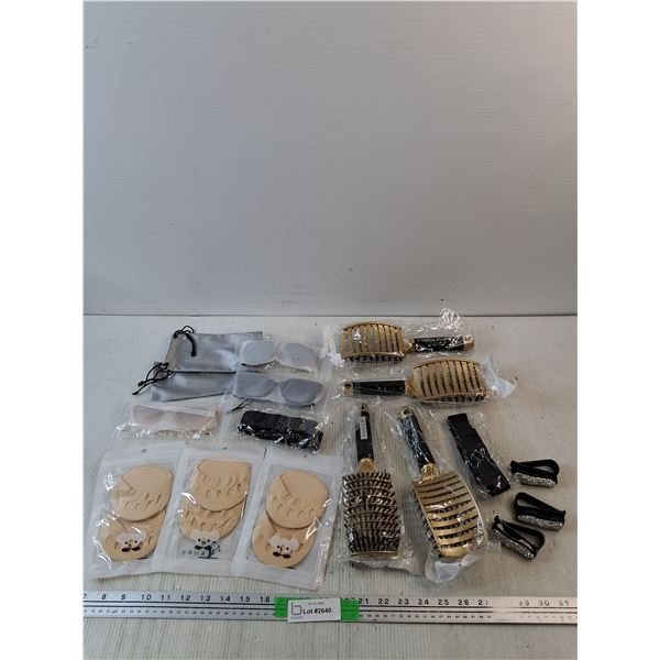Sunglasses, Sunglass Clips, Foot Pads, Fangea Hair Brushes - New