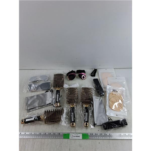 Sunglasses, Sunglass Clips, Foot Pads, Fangea Hair Brushes - New