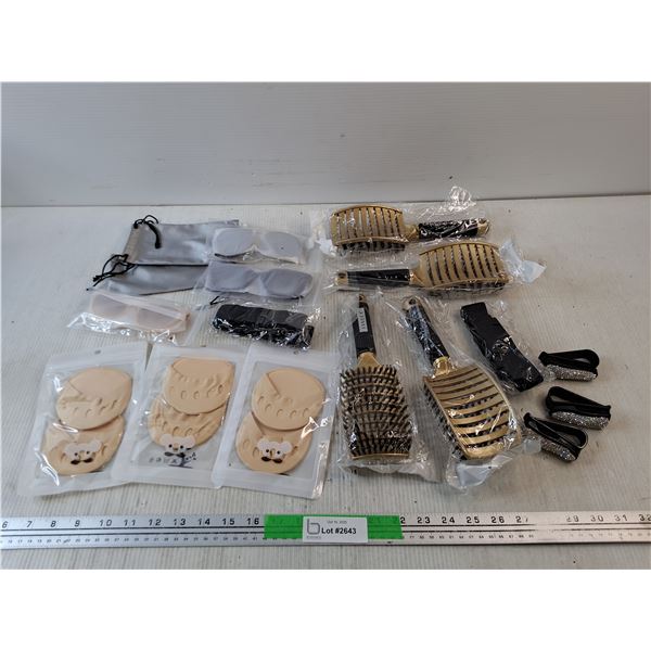 Sunglasses, Sunglass Clips, Foot Pads, Fangea Hair Brushes - New
