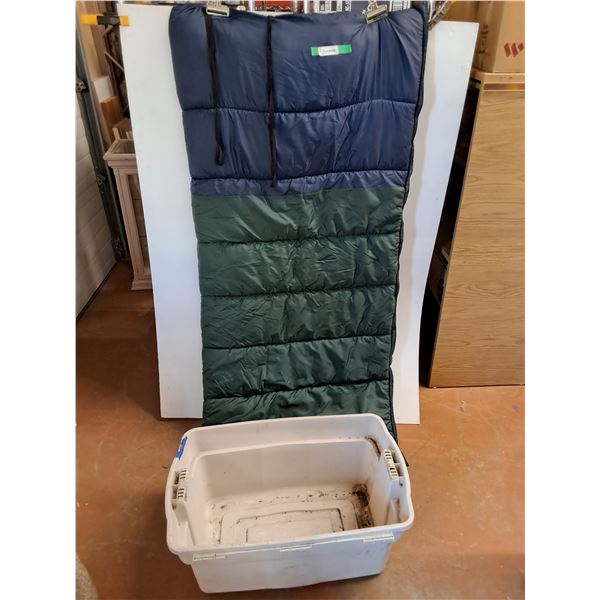 *Sleeping Bag 70" x 33", Plastic Storage Tote 31" x 19" x 15", Cannot Ship
