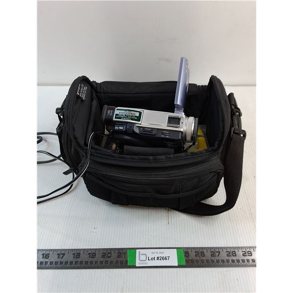 Sony Network Handycam-Powers On- With Case and Accessories-As Is