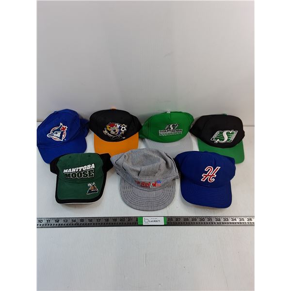 (7) Various Vintage Hats Including Riders,Blue Jays,CP Rail and others