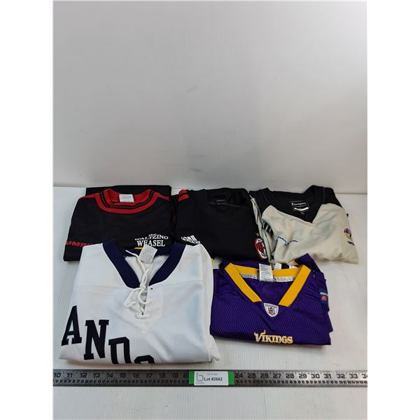 (5) Sport Jerseys (2-XL - Vikings & IWBF, 3-L - Umbro, Andover, Opel)