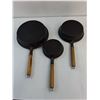 Image 3 : (3) Cast Iron Frying Pans Made in Taiwan-10",8"and 6"