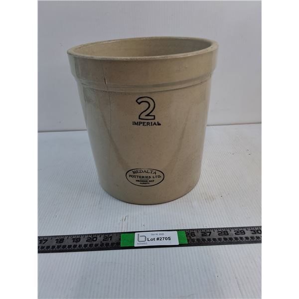 Vintage Medalta 2 Imperial Gallon Crock-Has Cracks