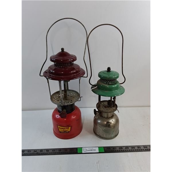 (2) Vintage Camping Lanterns-Coleman and KampLite Brand,missing glass