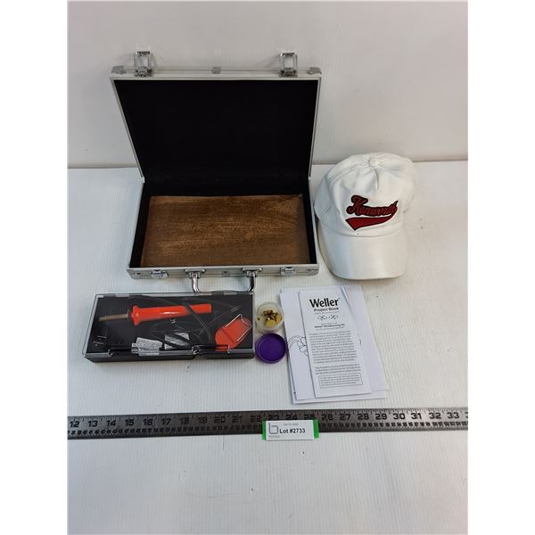 Metal Brief Case, Weller Wood-Burning Kit, Kenworth Ball Cap