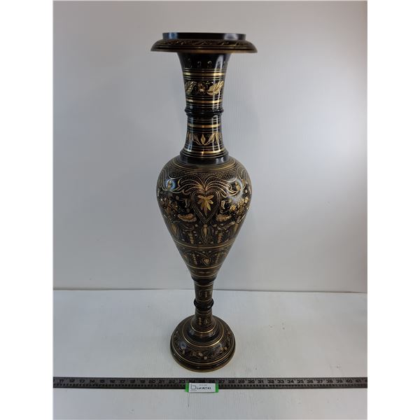 * Etched Non-Magnetic Metal Vase - 31" Tall - Pickup Only