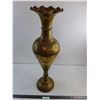 Image 1 : * Etched Non-Magnetic Metal Vase - Likely Brass - 30" Tall - Pickup Only