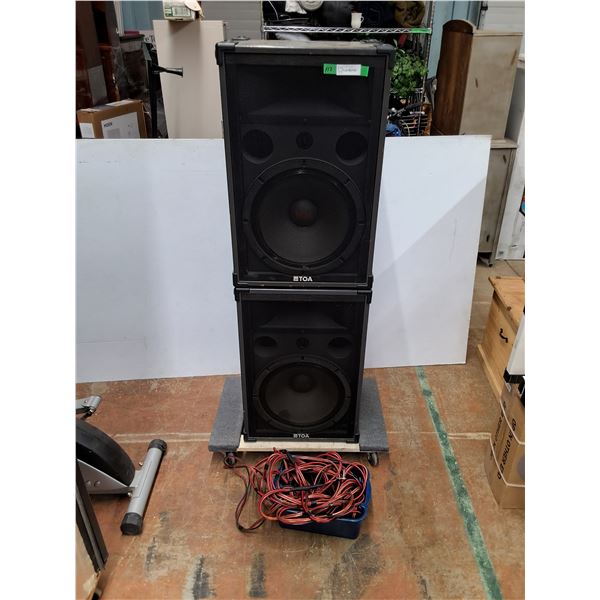 *(2) Toa Speakers, Cords 29" x 19" x 16", As Is, Cannot Ship, Dolly is Not Included