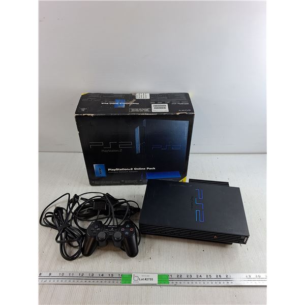 Sony PlayStation 2 Gaming Console, DualShock 2 Joystick, Cords - Powers On, As Is