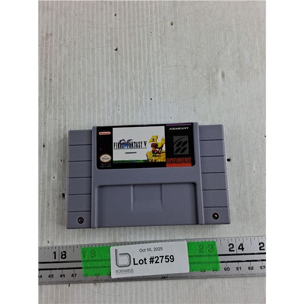 Super Nintendo Final Fantasy V Game Cartridge, As Is, Authenticity Not Guaranteed
