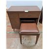 Image 1 : * Vintage Empty Wooden Sewing Machine Table w/Stool - 33x18x31" Closed (Open = 66") - Pickup Only