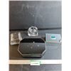 Image 1 : Glass Flower Ornament/ Trinket Boxes (Black 8" x 5") (Blue Stone 5 1/4" x 3 1/2")