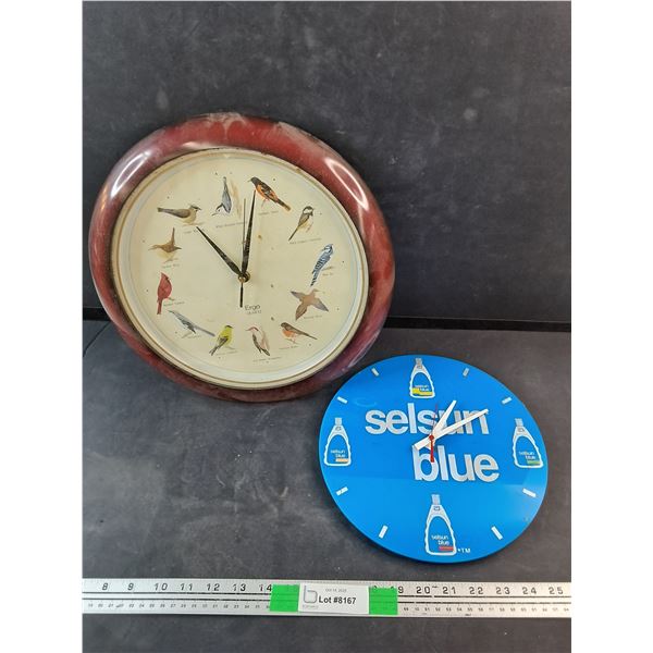 Ergo Quartz & Selsun Blue Wall Clocks - As Is
