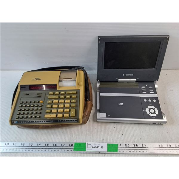 Vintage Hewlett Packard Calculator, Polaroid Portable CD/DVD Player - As Is