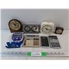Image 1 : Various Desk Clocks, Calculators, Springfield Temperature & Humidity Meter - As Is