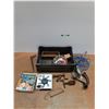 Image 1 : **Stripper Drill Set, Trouble Light, Plastic Crate, Hole Saw, Clamps, Misc, Cannot Ship