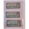 Image 2 : (3) Vintage Centennial of Confederation Canadian One Dollar Bills-1967-Beattie/Rasminsky