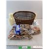 Image 1 : Coin Tubes, Artificial Tea Candles - As Is, Wipes, Wicker Basket 15" x 12" x 8"