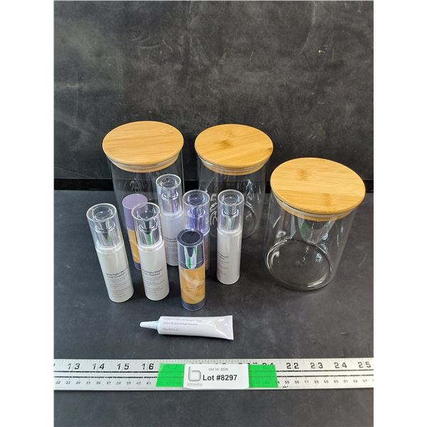 (3) Kitchen Storage Canisters 5" x 4", Meaningful Beauty Skin Care Products - New