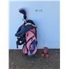 Image 1 : **Women's LPGA Golf Bag, (2) Clubs & Glass Hummingbird Feeder, Cannot Ship