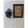 Image 2 : Ceramic Bear, Crocheted Framed Turtle, Pilsner/Sask. Roughriders Flag approx. 57" x 35"