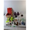 Image 1 : Sewing Basket with Sewing Supplies, Animal Figurines, Glass Vases, Misc.