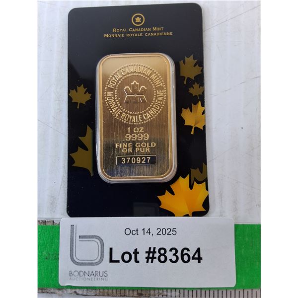 Royal Canadian Mint 1 oz. Gold Ingot- Non-Magnetic, Cannot Authenticate