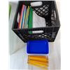 Image 2 : Milk Crate 13" x 11, Loose Leaf, Plastic Tote, Misc. - PICK UP ONLY