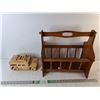 Image 1 : Wooden Magazine Rack 17" x 9" X 15.5" & Tonka Jeep