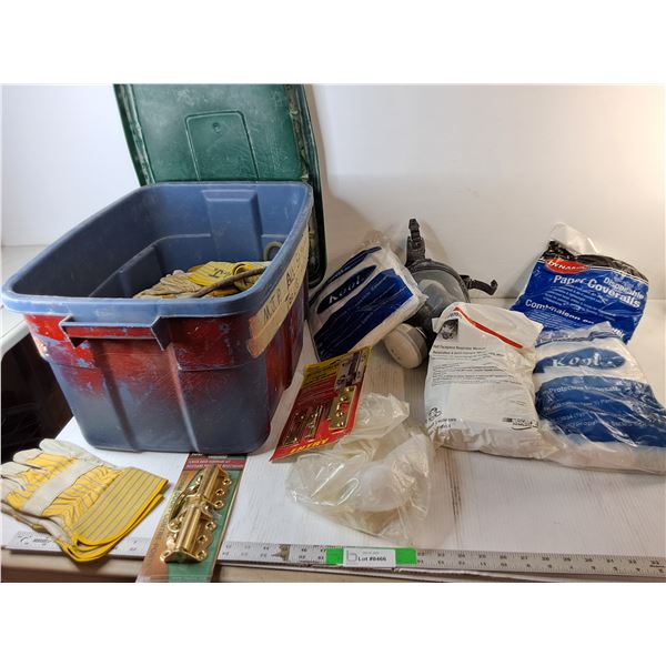 Plastic Tote 21" x 15.5" x 12", Disposable Coveralls, Work Gloves, Misc. Cannot Ship