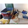 Image 1 : Plastic Tote 21" x 15.5" x 12", Disposable Coveralls, Work Gloves, Misc. Cannot Ship