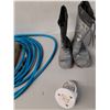 Image 2 : **Plastic Tote 29" x 19.5" x 16.5", Garden Hose, Men's Steel Toed Rubber Boots -9, Misc. Cannot Ship