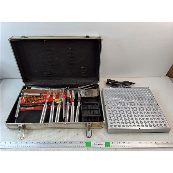 LED Lamp - As Is, BBQ Utensils & Brushes
