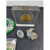 Image 2 : Assorted Key Chains, Prize Ribbons, Pins, Glass Decor, Credit Union 1976 Token