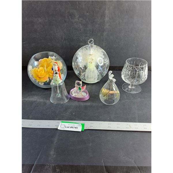 Glass Rosse Bowl/ Glass Santa Bell/ Misc.