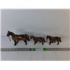 Image 1 : (3) Brass Plated Metal Horses Up to 7" Long