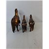 Image 3 : (3) Brass Plated Metal Horses Up to 7" Long