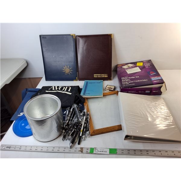 Pens, Notebooks, Binder with Laminate Sheets