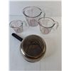 Image 2 : Stainless Steel Pot & (3) Glass Measuring Cups