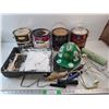 Image 1 : Exterior Wood Stain Paint, Paint Tray, Hard Hat, Paint Rollers, Cannot Ship