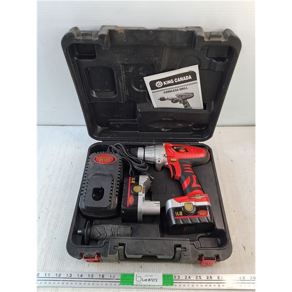 King Canada 14.4V Cordless Drill, Batteries and Charger - Powers On, As Is