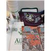 Image 1 : Mighty Ducks Lunch Kit, (4) Baseball Hats, (2) Pats Scrapbooks, (8) Plastic Hockey Cups, Misc