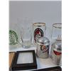 Image 3 : (7) Beer Glasses, (2) Beers Bottles, Molson Salt & Pepper Shakers, Coasters, Misc